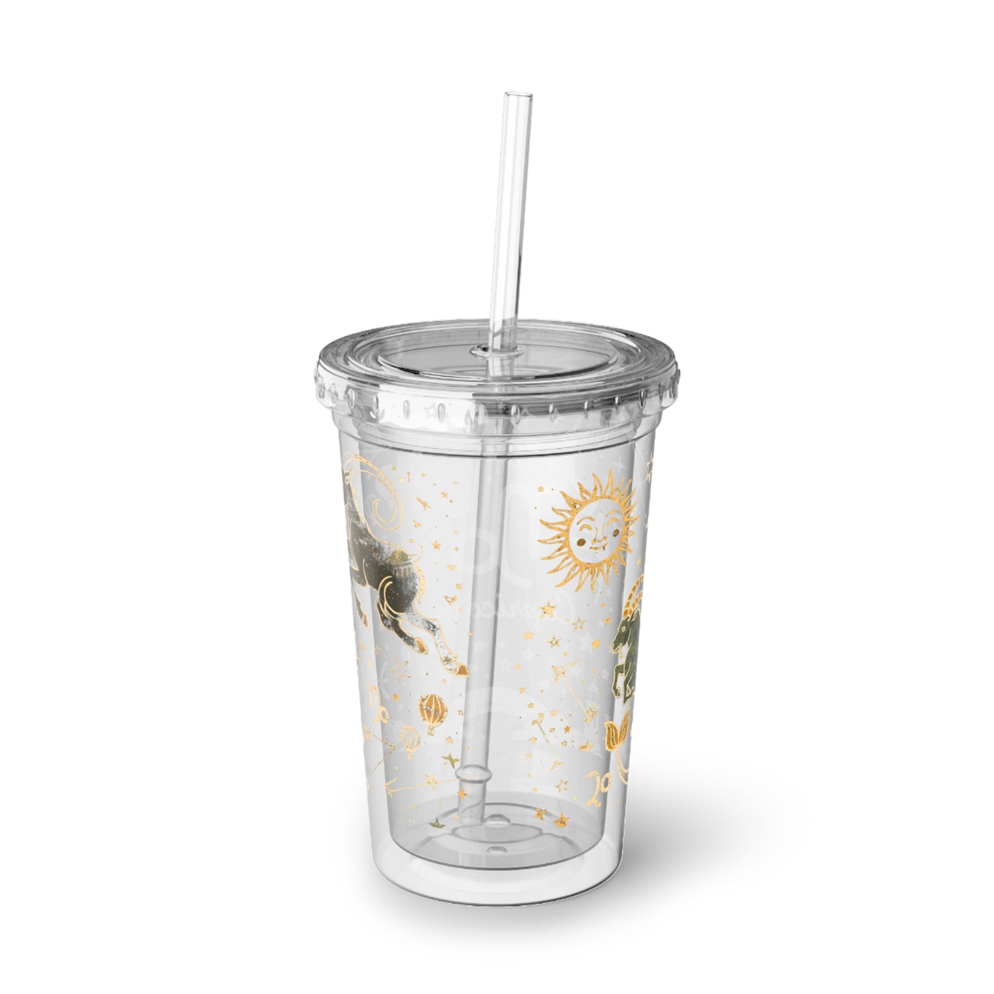 Capricorn Zodiac Acrylic Tumbler | Celestial Star Moon Design