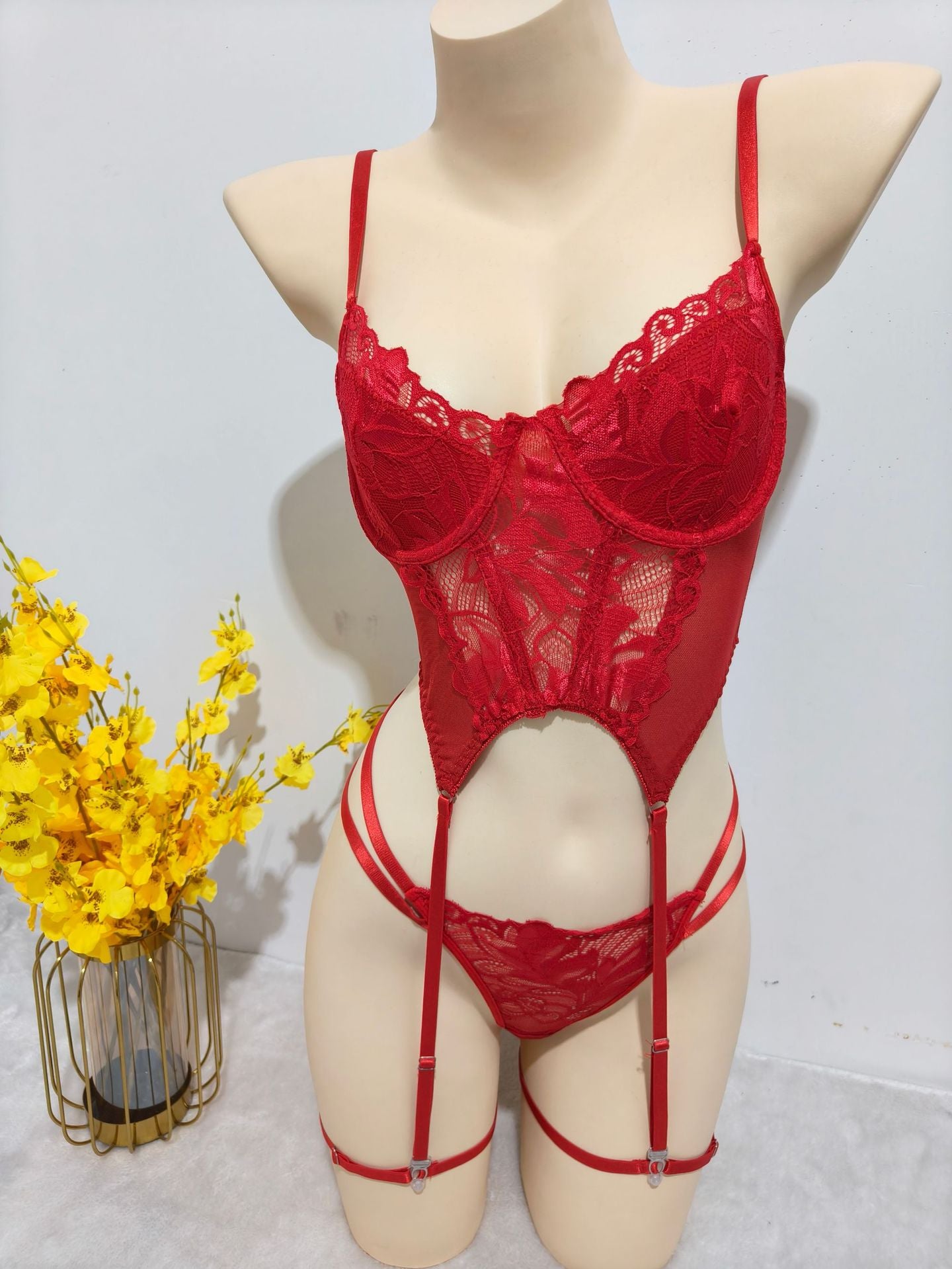 Lace Garter & Thong Set