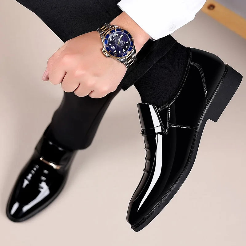 Axiom Patent Pointed-Toe Loafers