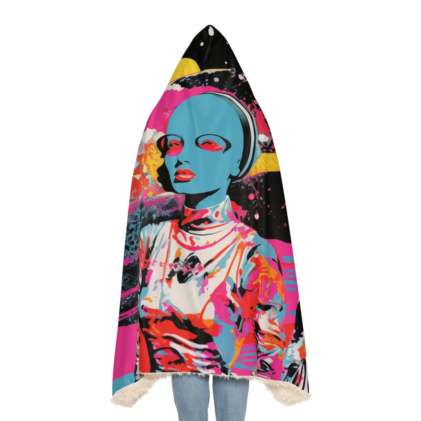 Retroverse Goddess | Snuggle Blanket with Celestial Cyberspace, Festival Decor