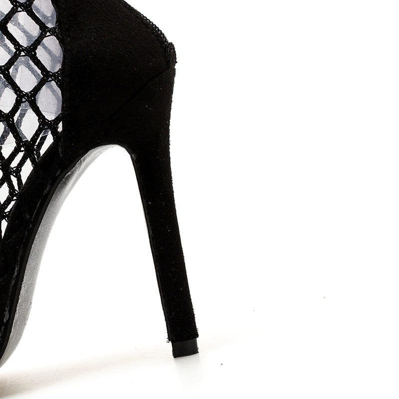 Linework Peep-Toe Stiletto