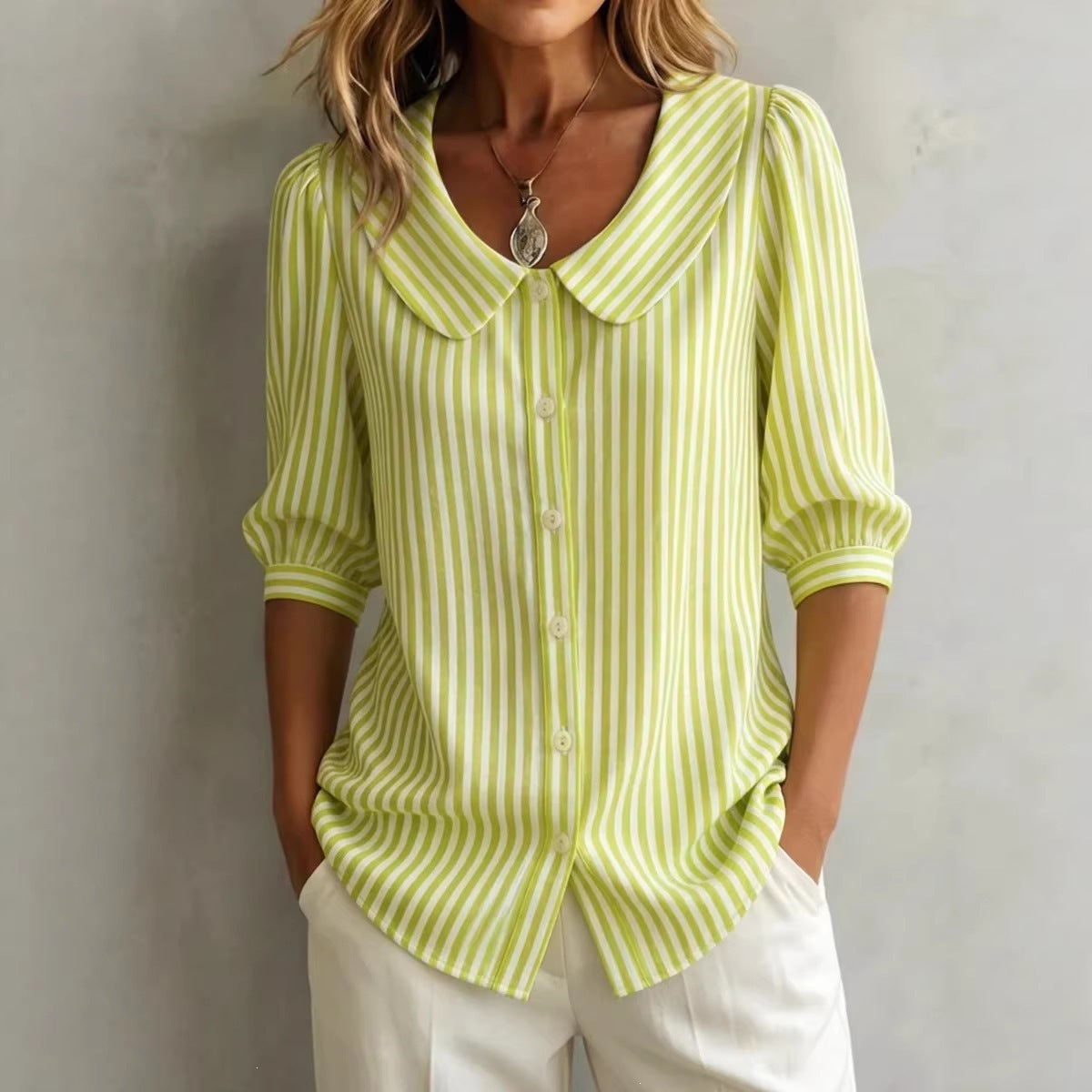Interval Stripe V-Neck Top