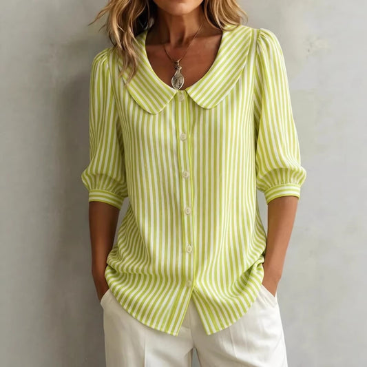 Interval Stripe V-Neck Top