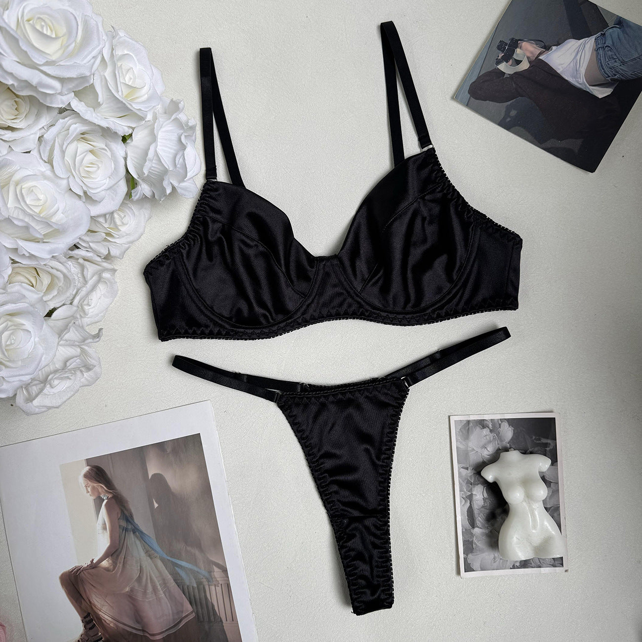 Scarlet Petal Satin Set