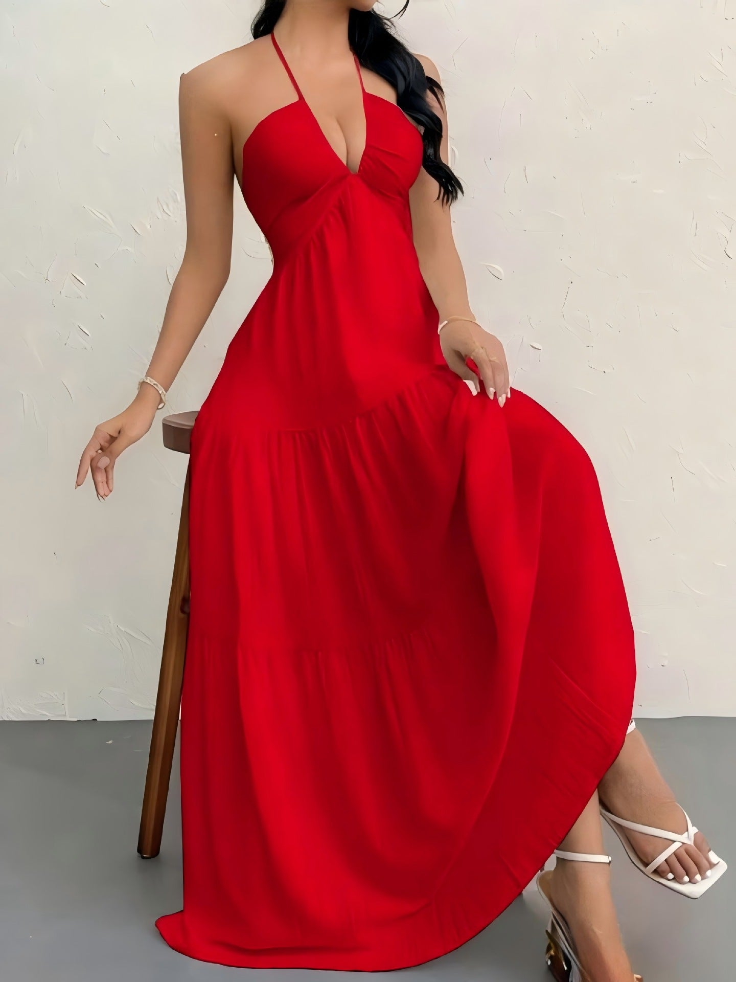 Santorini Breeze Halter Dress