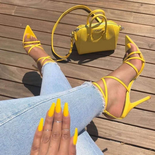 Linework Peep-Toe Stiletto