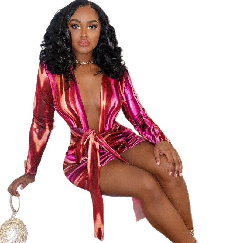 Crimson Lace Wrap Dress