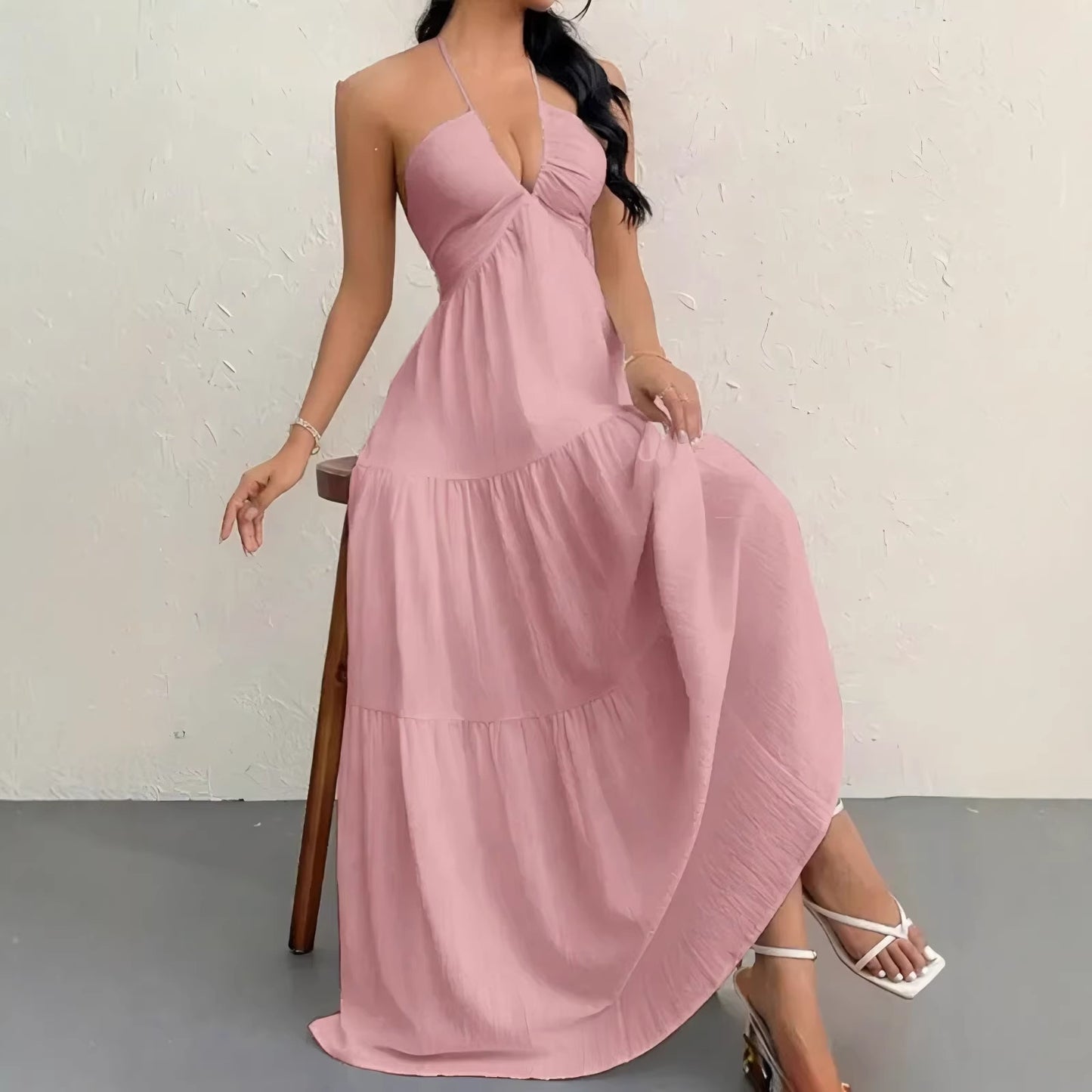 Santorini Breeze Halter Dress