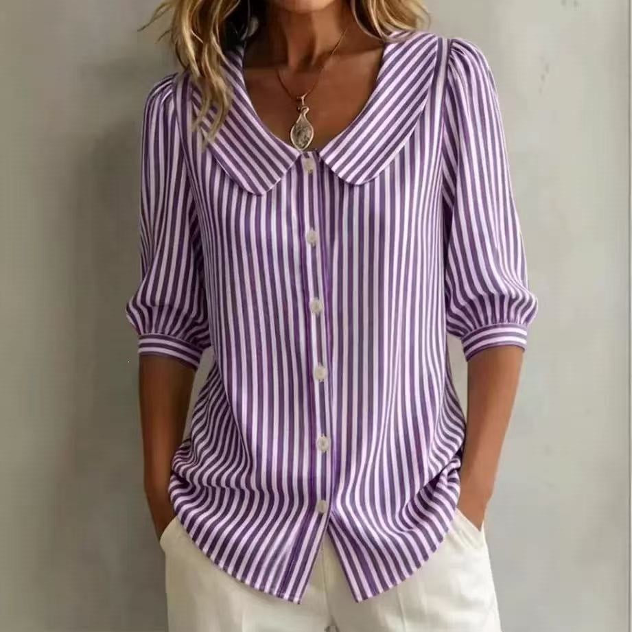 Interval Stripe V-Neck Top