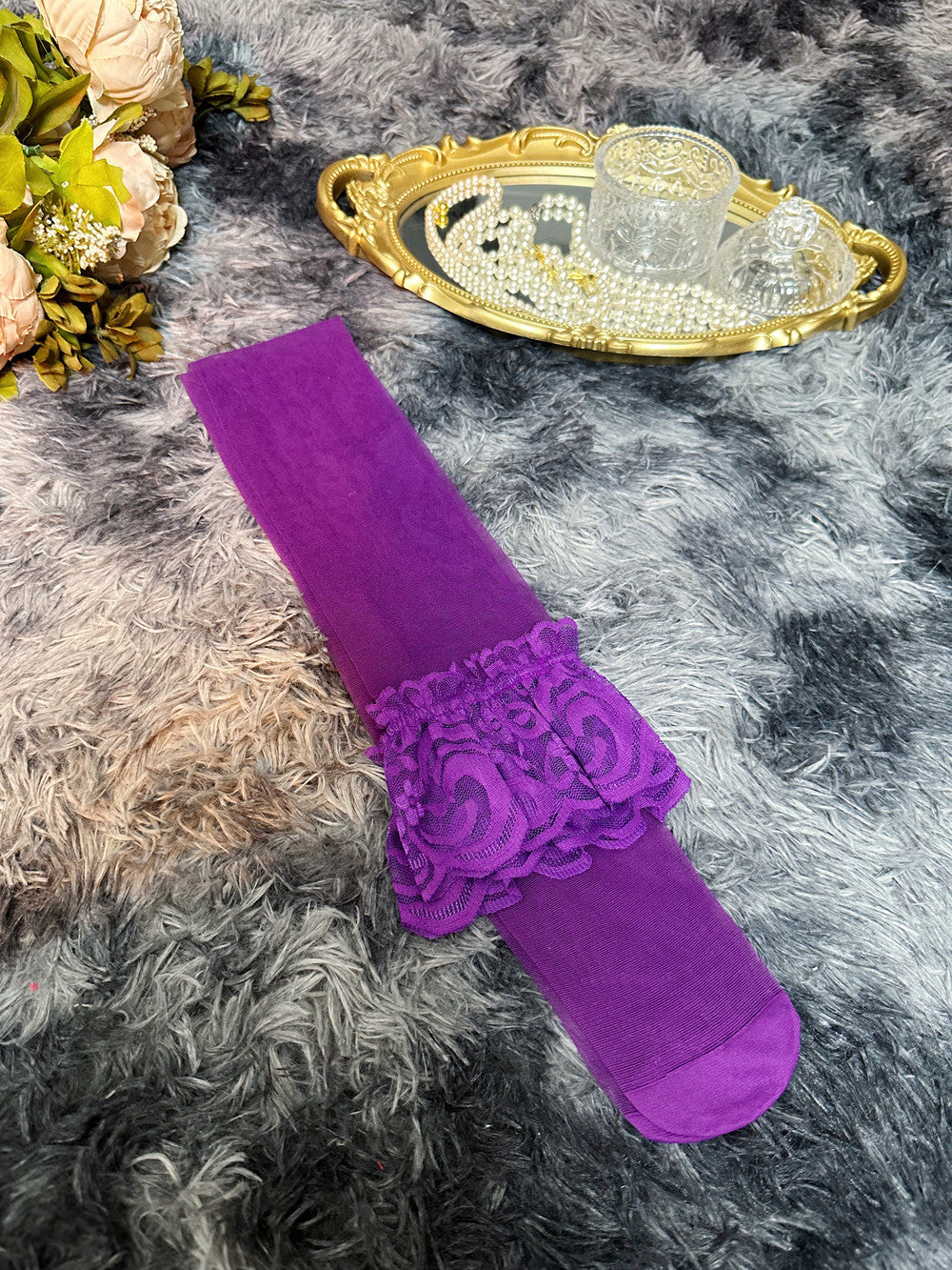 Purple Lace Cutout Lingerie Set