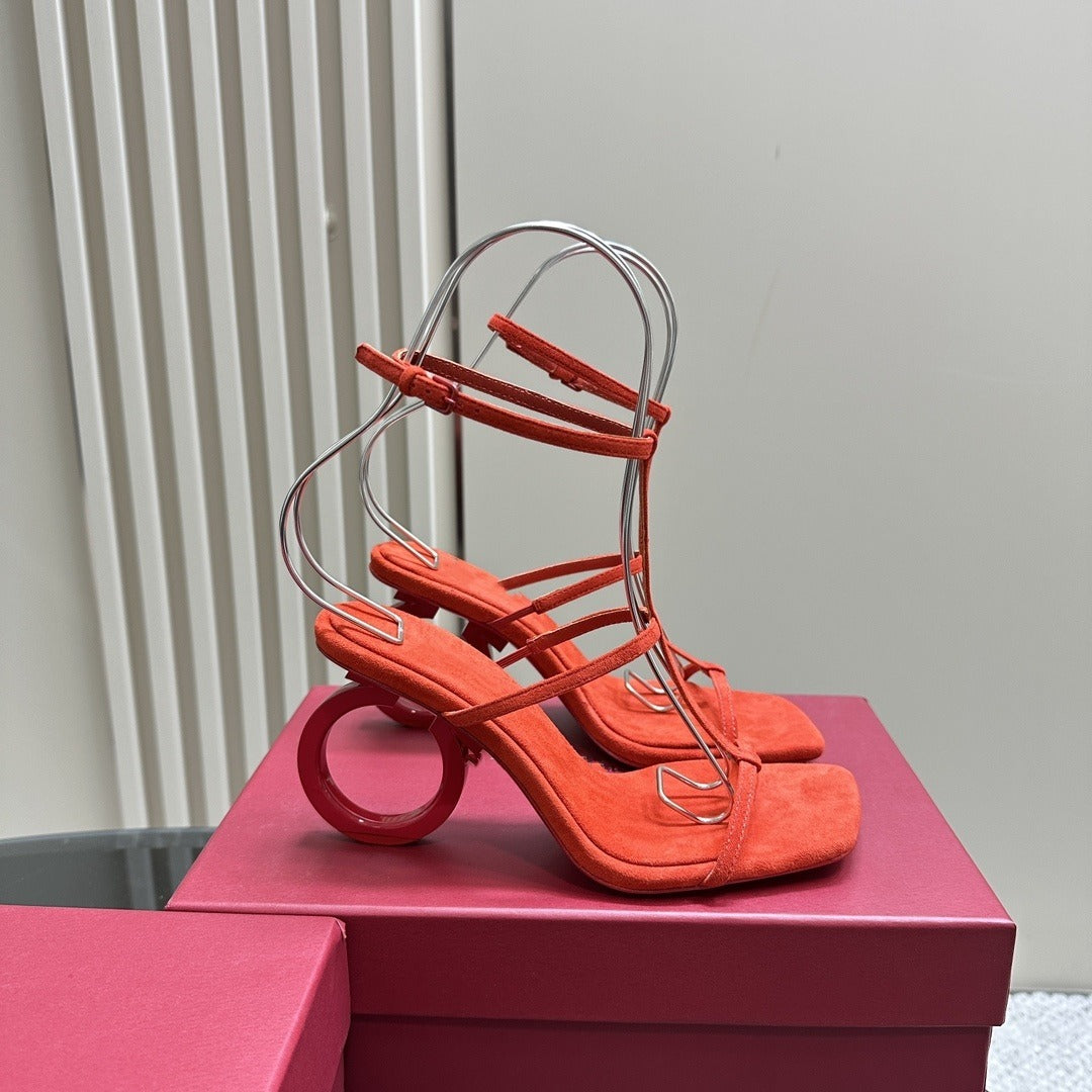 Script Square-Toe Heels