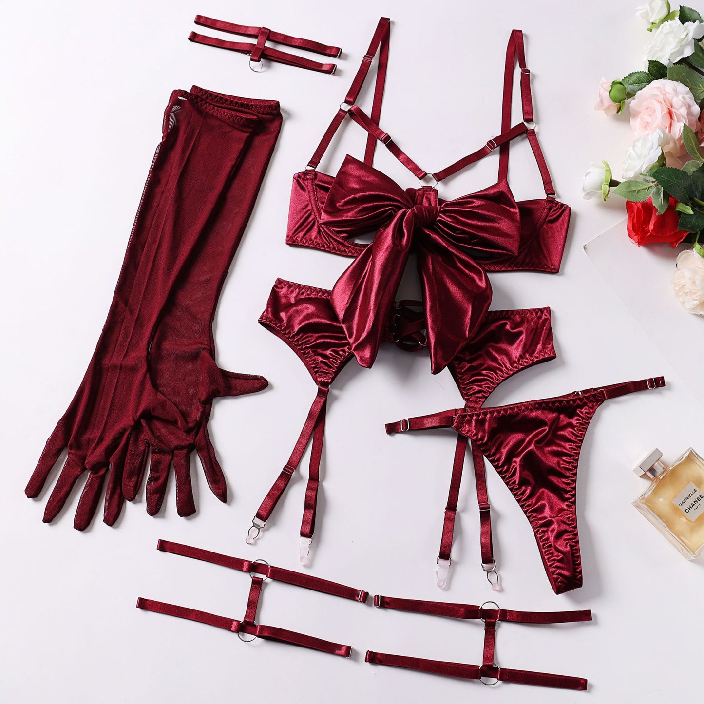 Bow Lace Garter Lingerie Set