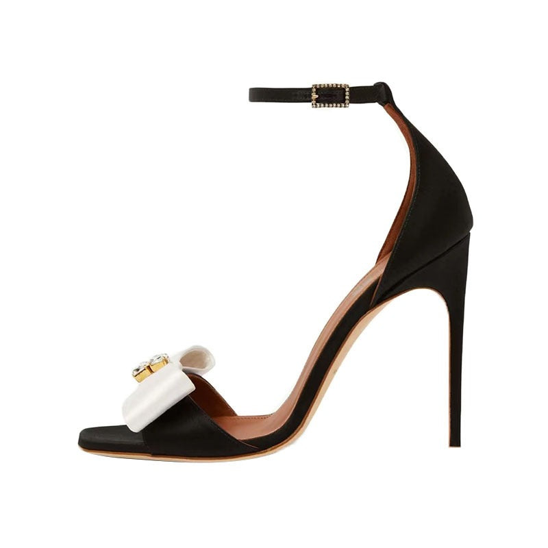 Lustre Bow-Buckle Heeled Sandals