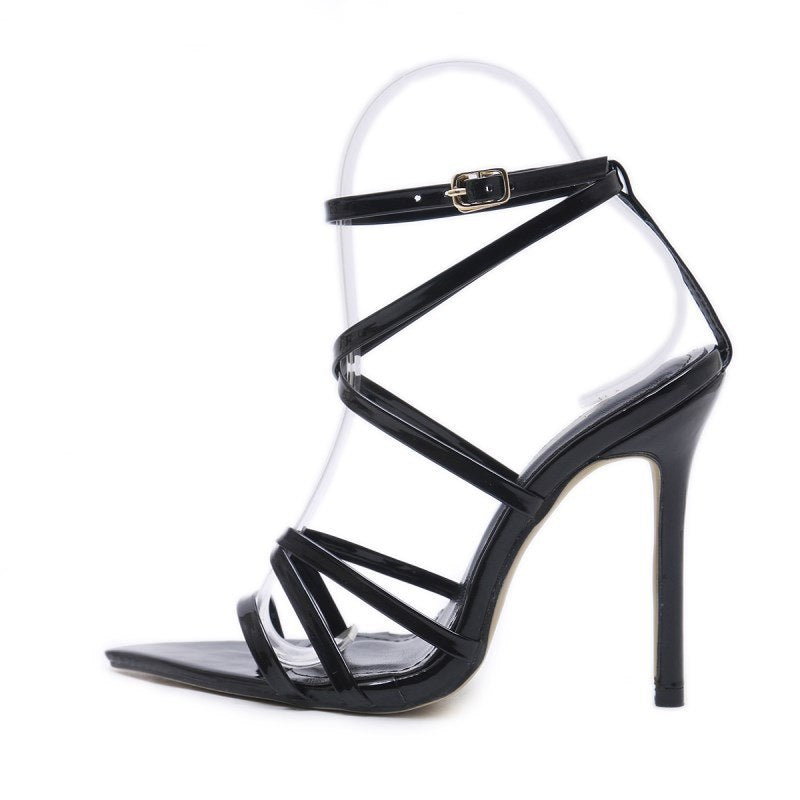 Linework Peep-Toe Stiletto