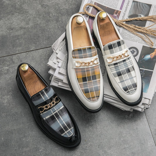 Portico Striped Leather Loafers