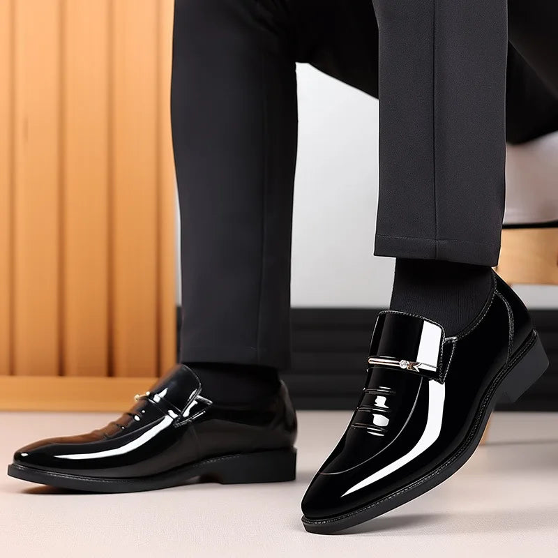 Axiom Patent Pointed-Toe Loafers