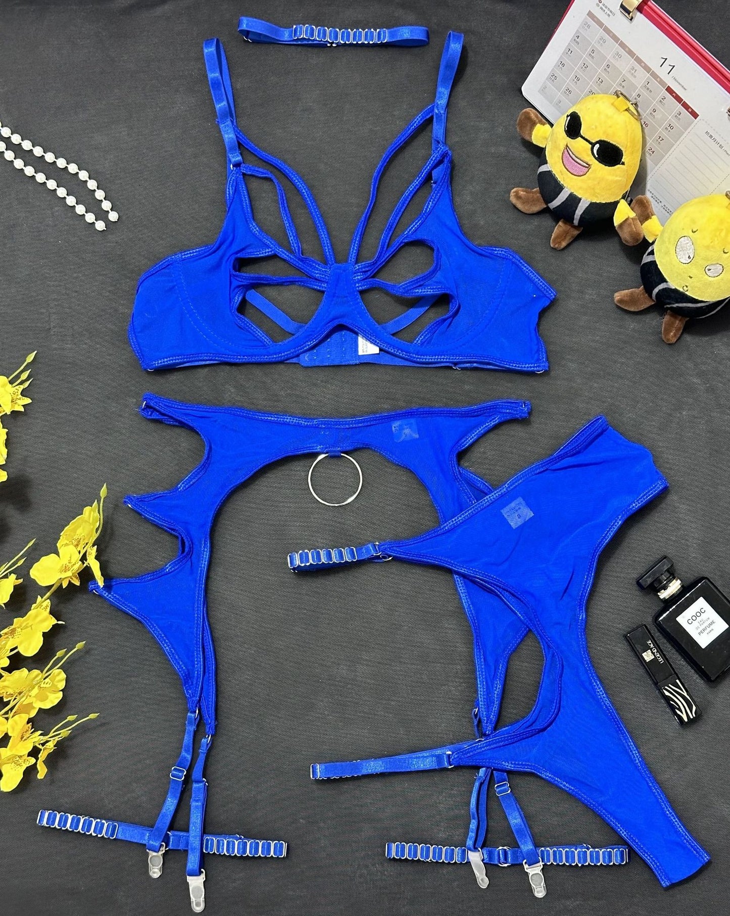 Mesh Cutout Contour Lingerie Set