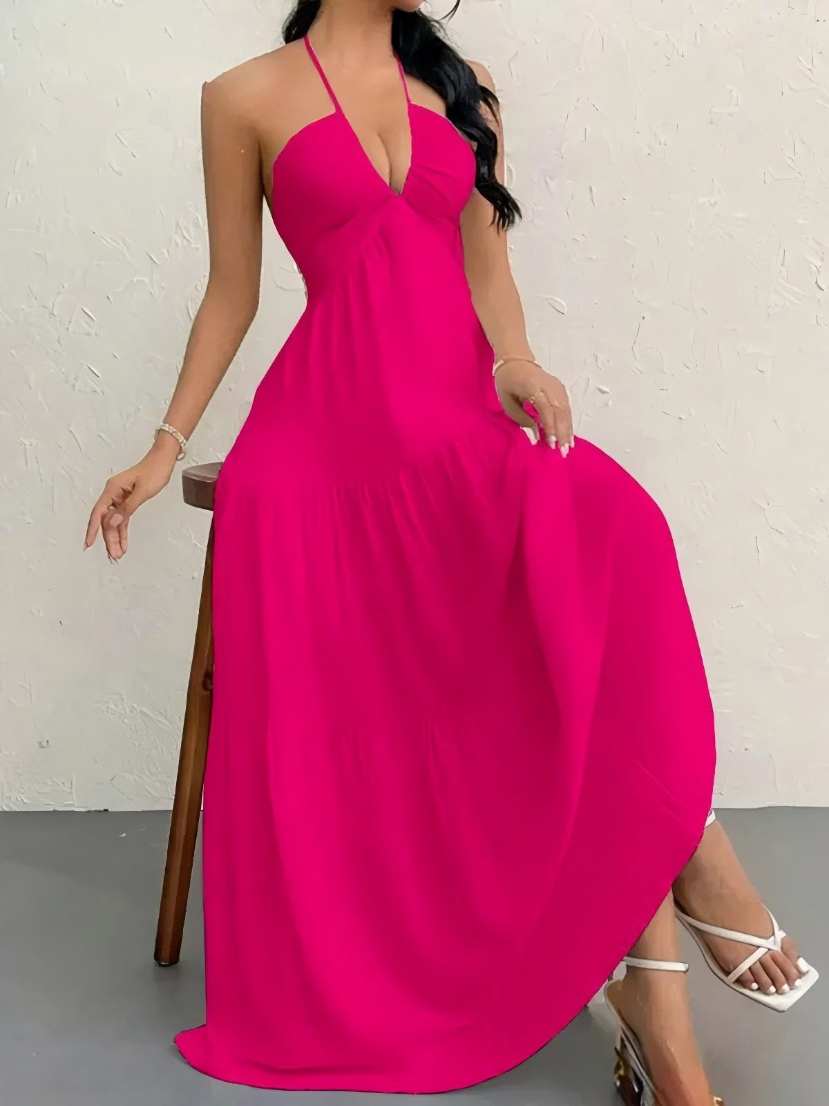 Santorini Breeze Halter Dress
