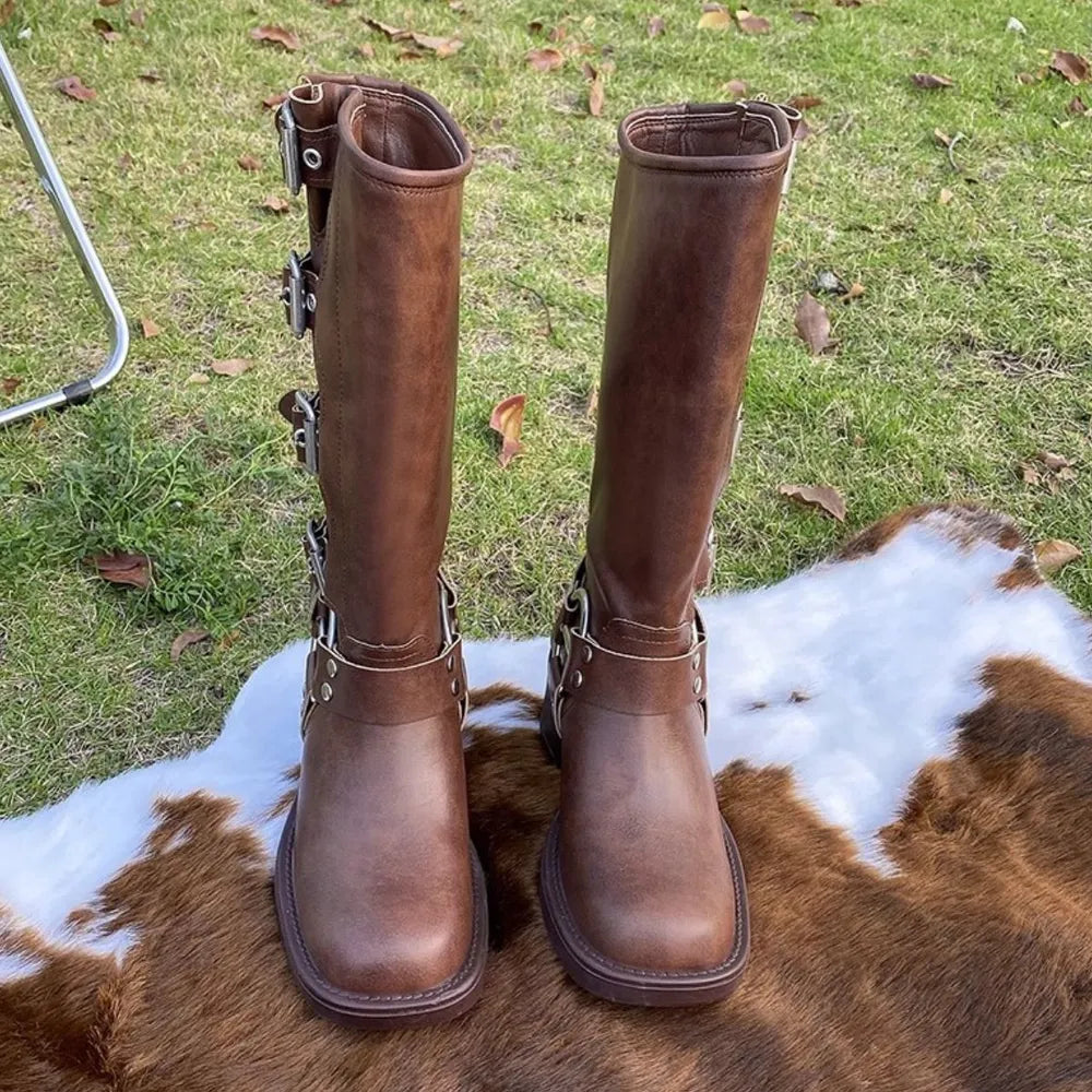 Arc Block-Heel Boots