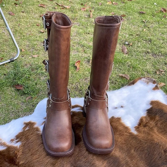 Arc Block-Heel Boots