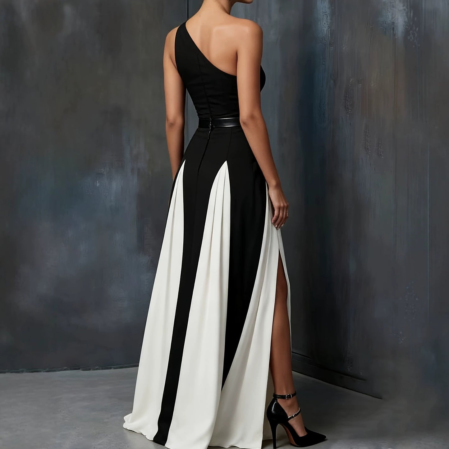 Divide One-Shoulder Split Maxi Dress