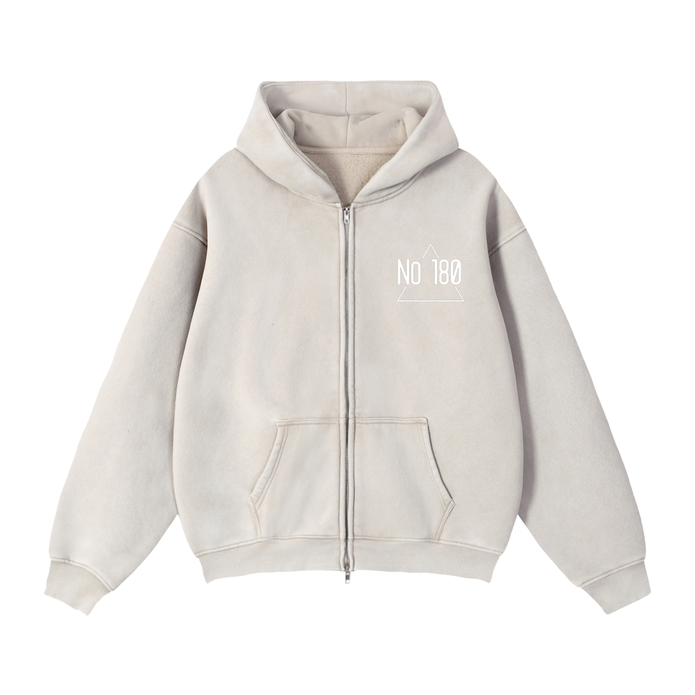 No 180 Zip-Through Boxy Fleece Hoodie
