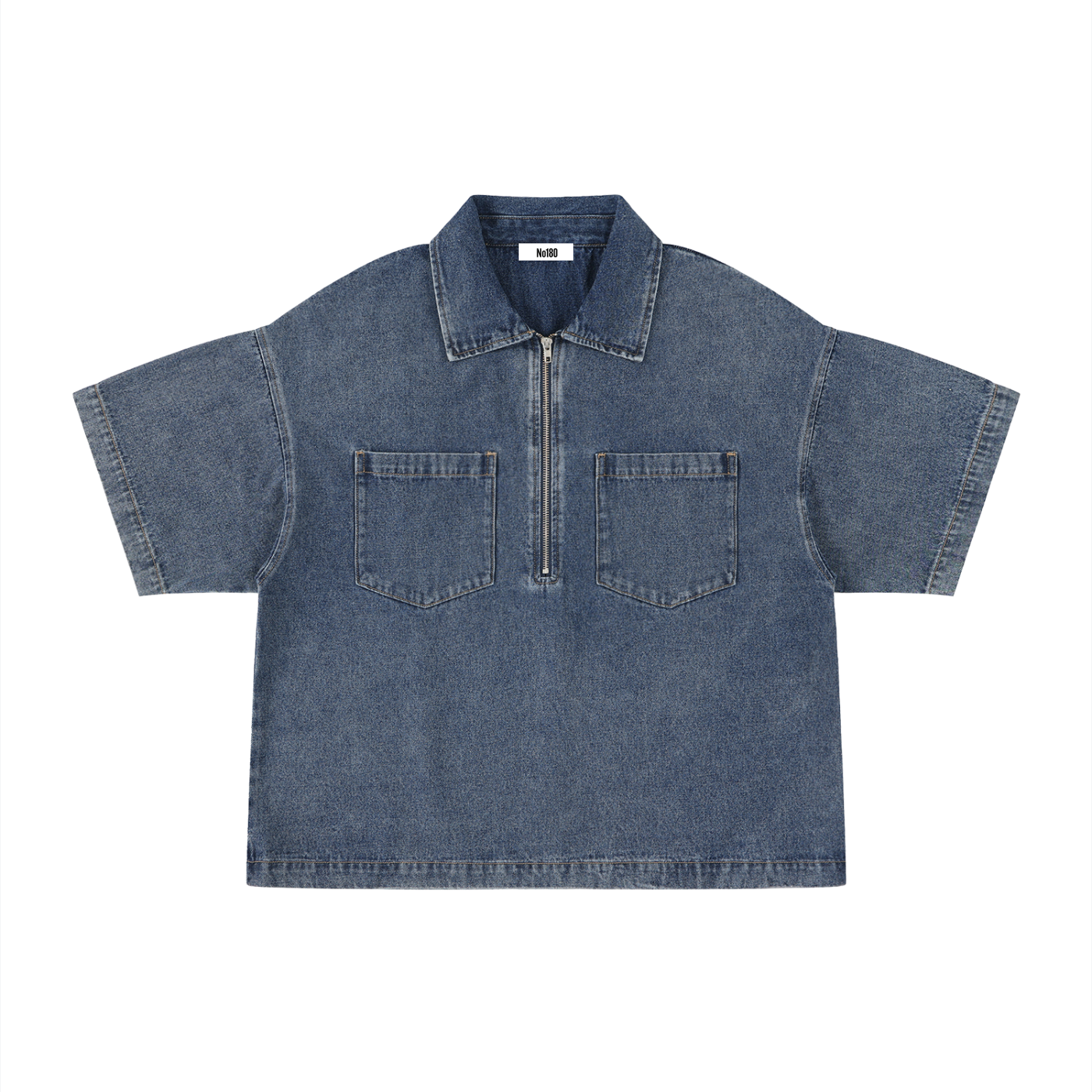 No 180 Vintage Quarter Zip Denim Shirt