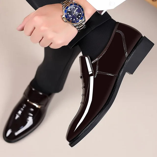 Axiom Patent Pointed-Toe Loafers