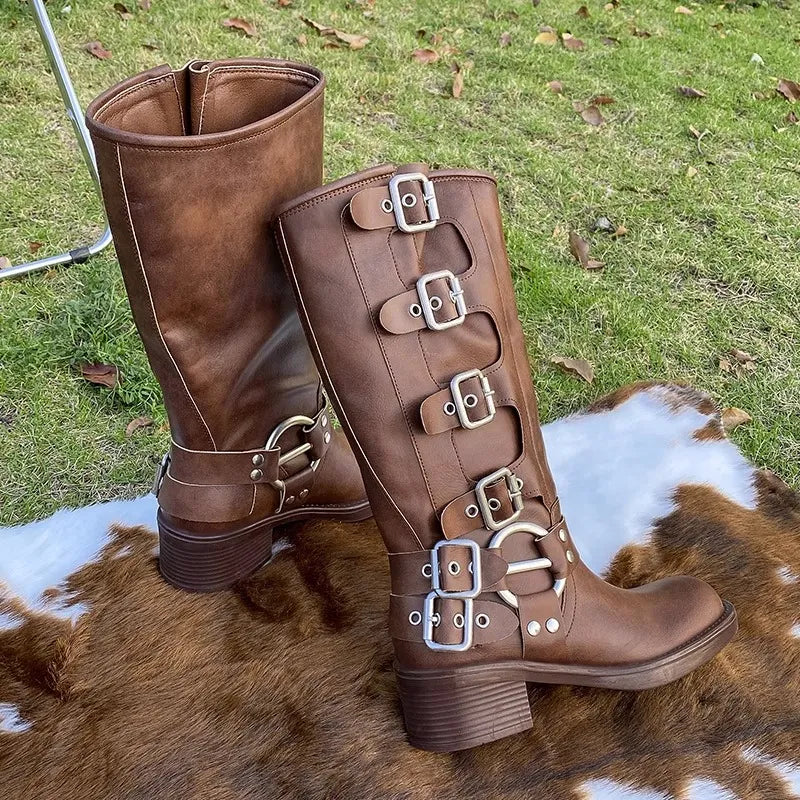 Arc Block-Heel Boots