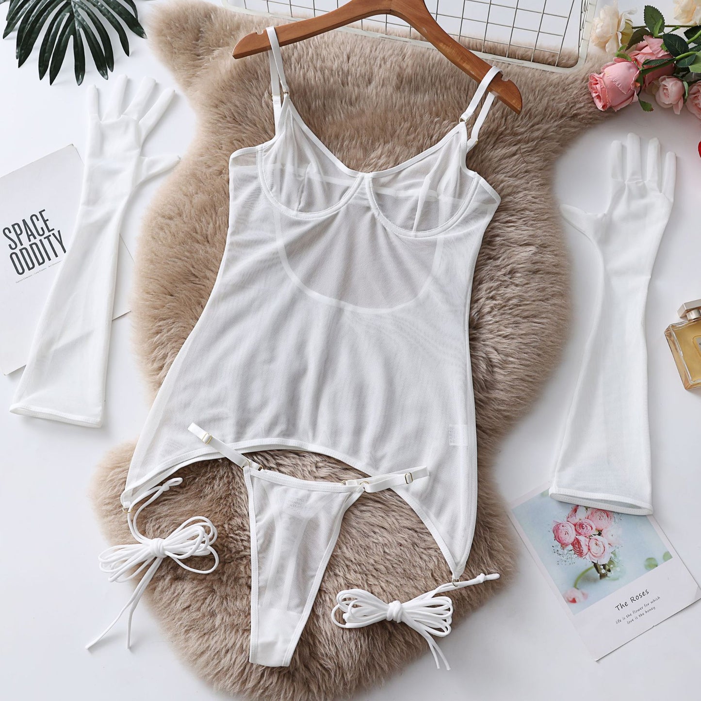 Lace Chemise & Gloves Set
