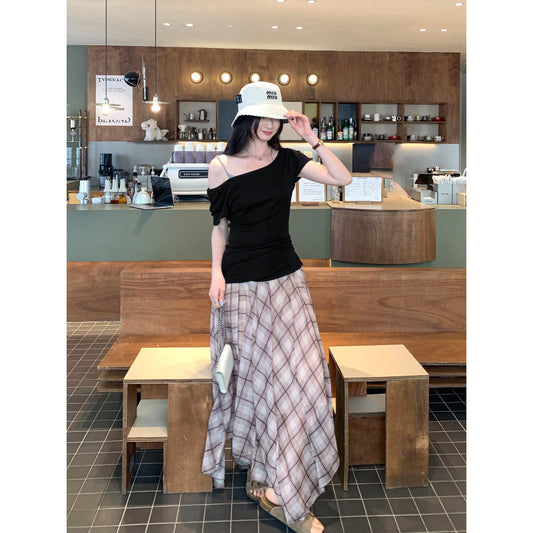Draped Shoulder Knit Top