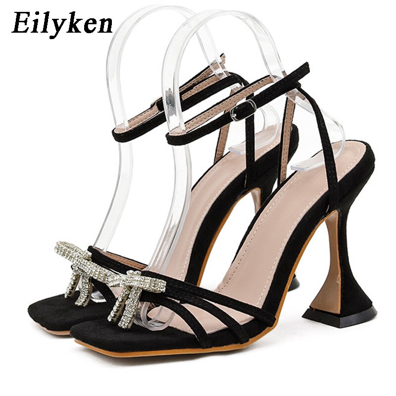 Gemknot Square-Toe Ankle-Strap Heels