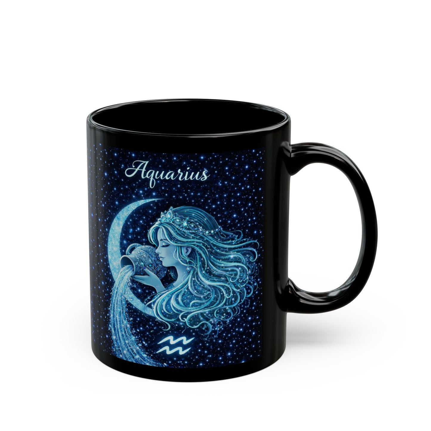 Aquarius Water Bearer Mug | Zodiac Constellation Black Ceramic