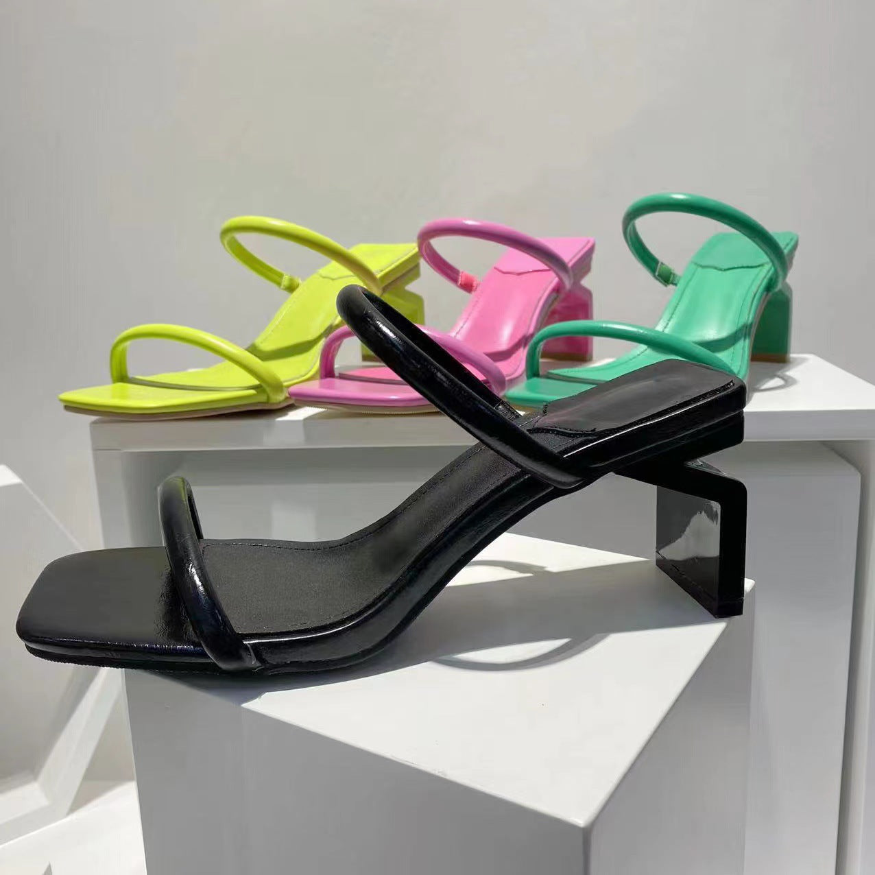 Solitaire Crystal Strap Heels