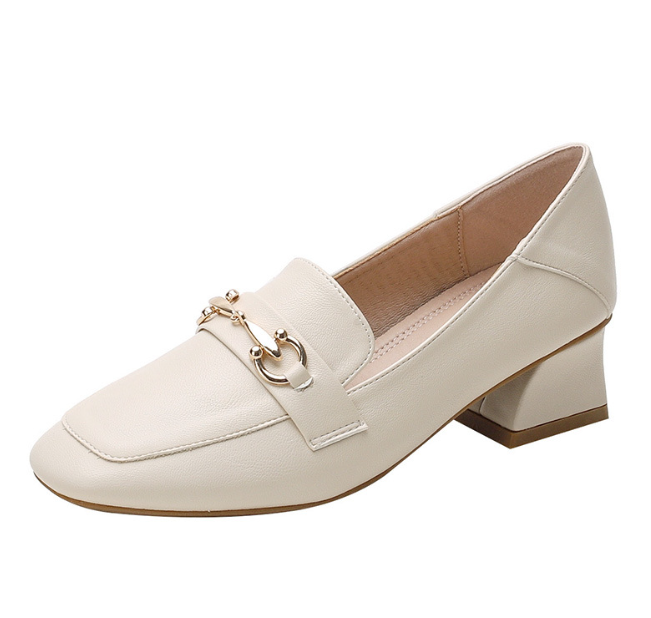 Outline Square-Toe Block-Heel Loafers