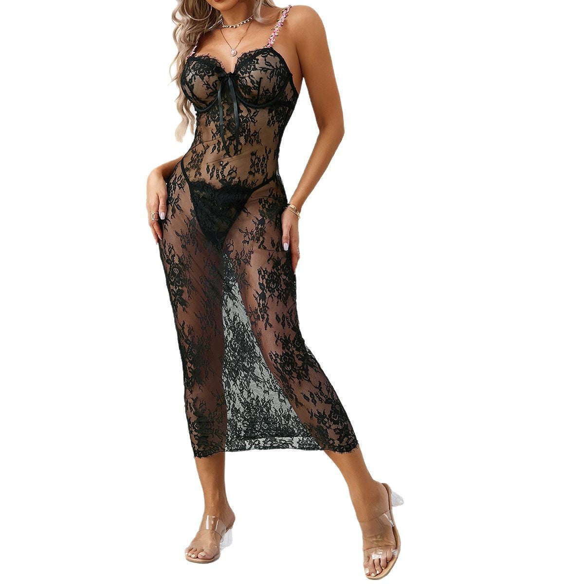 Velvet Floral Slip Dress Set