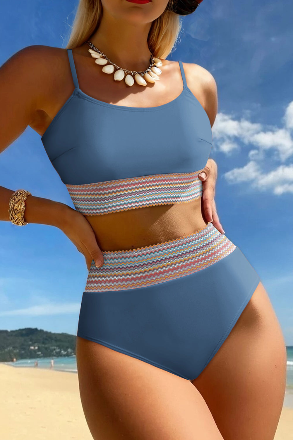No 180 Dusk Blue High Waist Bikini Swimsuit