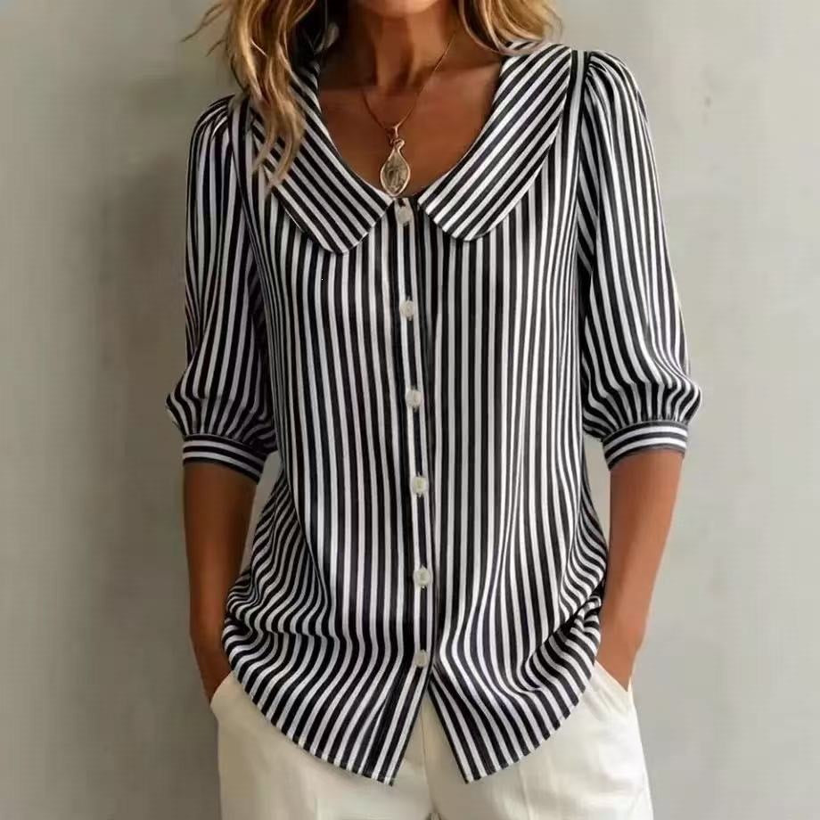 Interval Stripe V-Neck Top