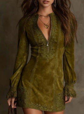Laceframe Zip Midi Dress