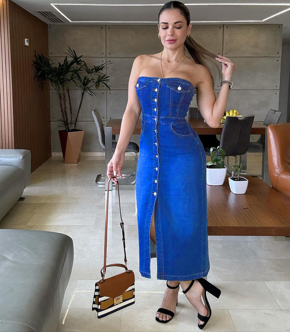 Harper Denim Column Dress