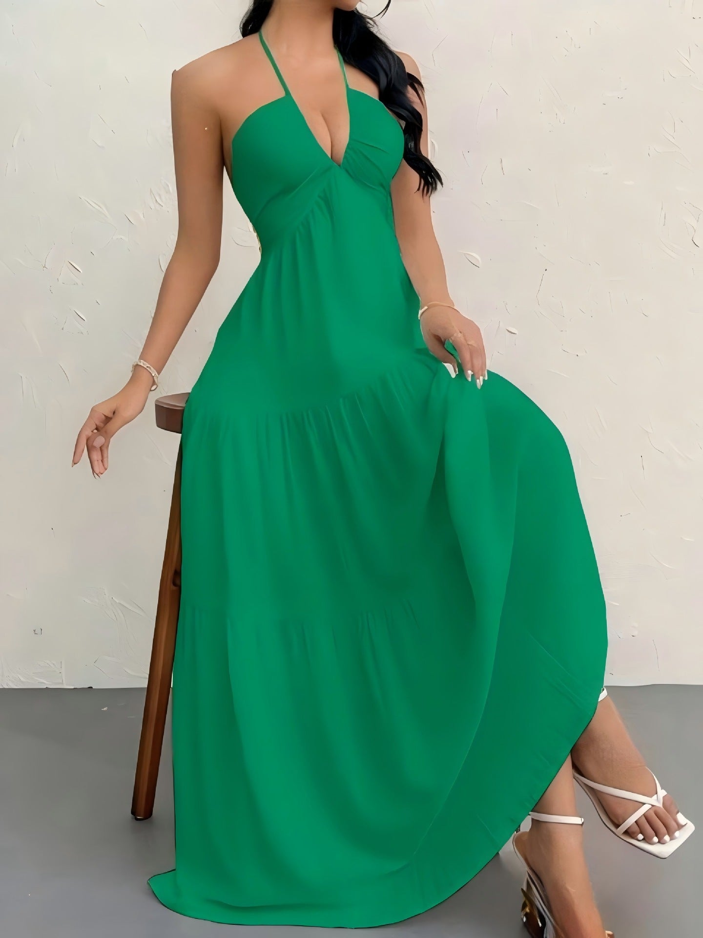 Santorini Breeze Halter Dress