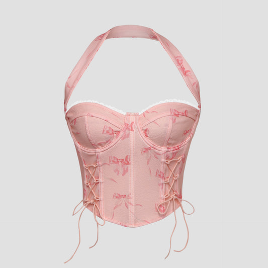 Rosé Corset Halter Top
