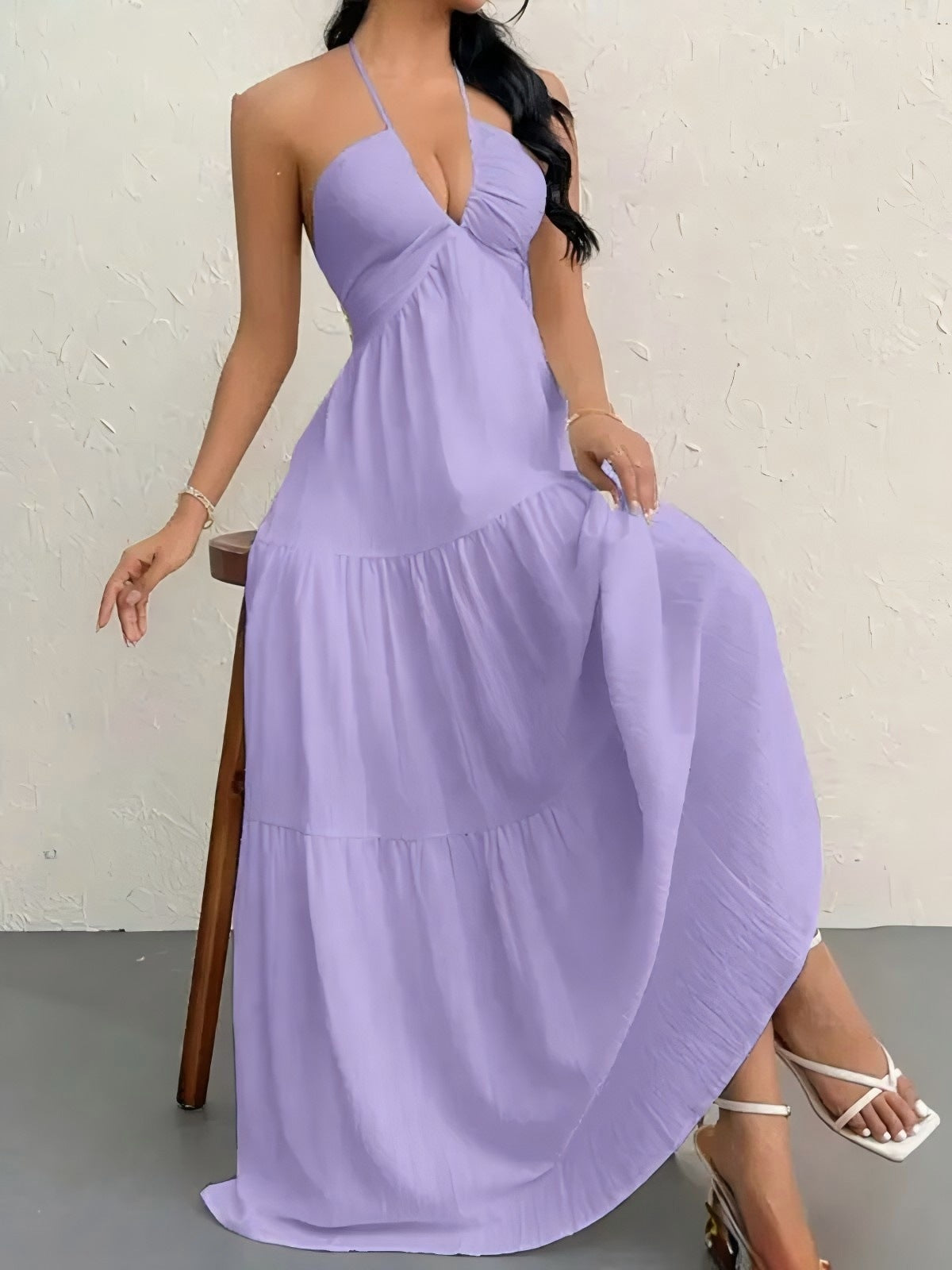 Santorini Breeze Halter Dress