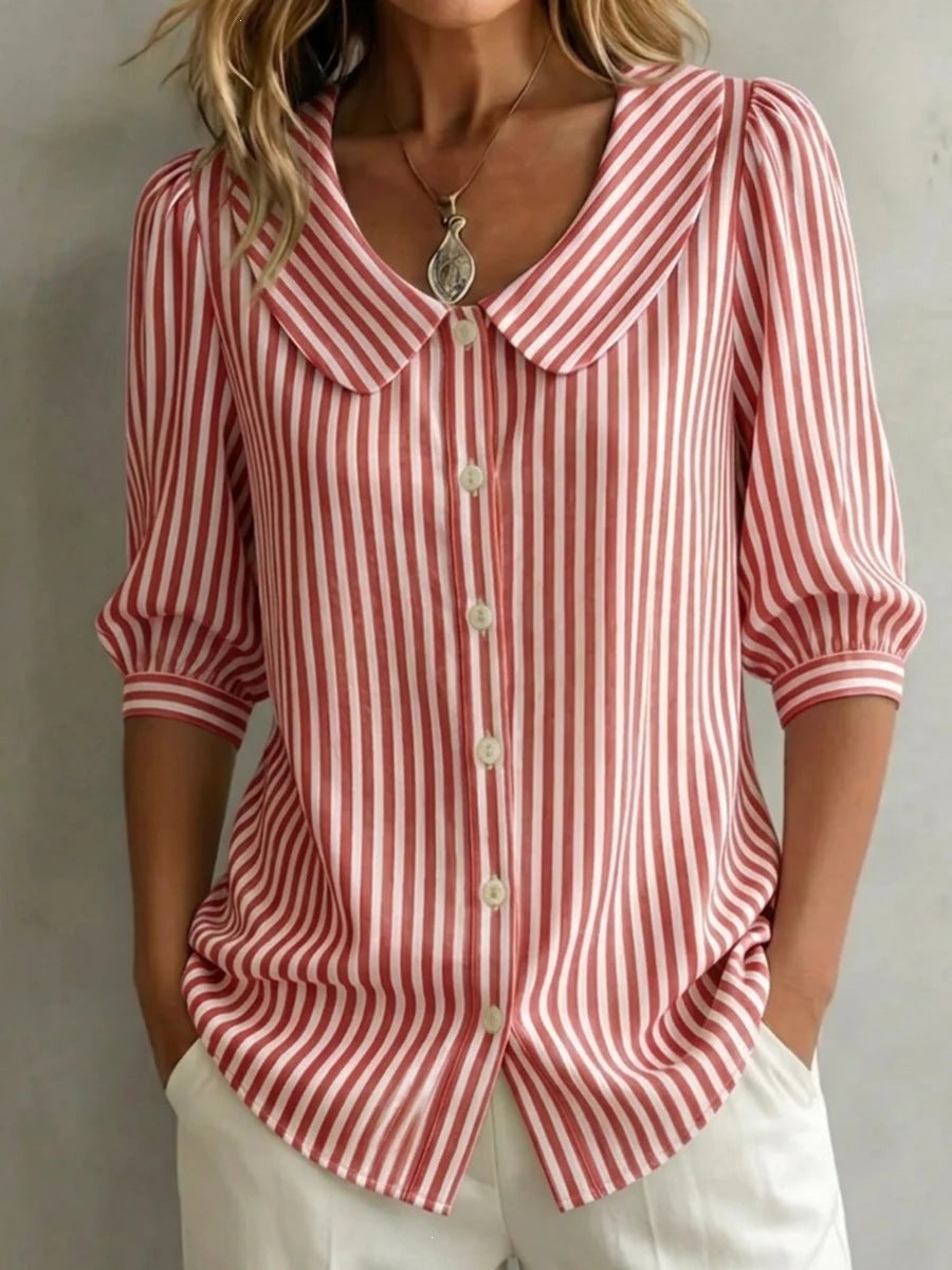 Interval Stripe V-Neck Top