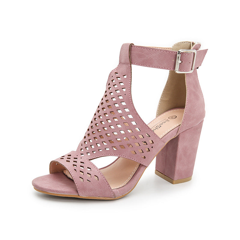 Aperture Peep-Toe Block Heels