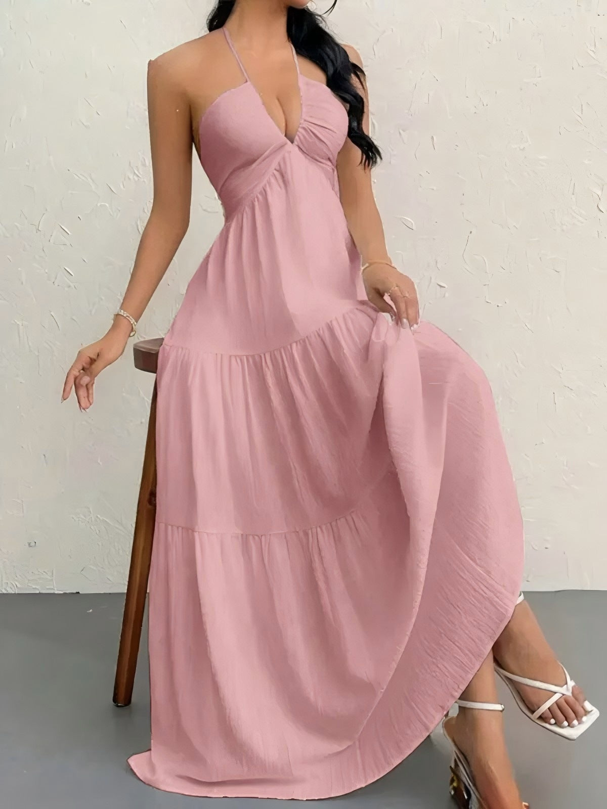 Santorini Breeze Halter Dress