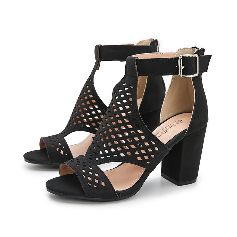 Aperture Peep-Toe Block Heels