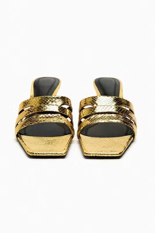 Gilded Arc Slingback Mules