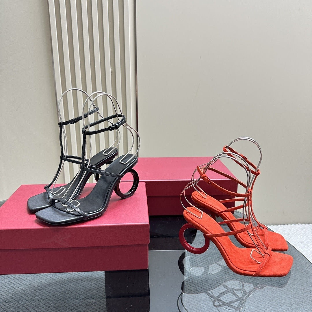 Script Square-Toe Heels