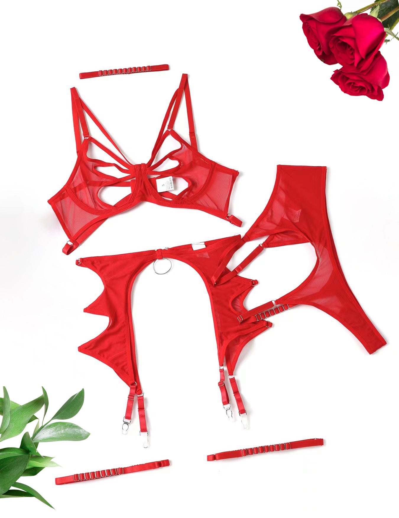 Mesh Cutout Contour Lingerie Set